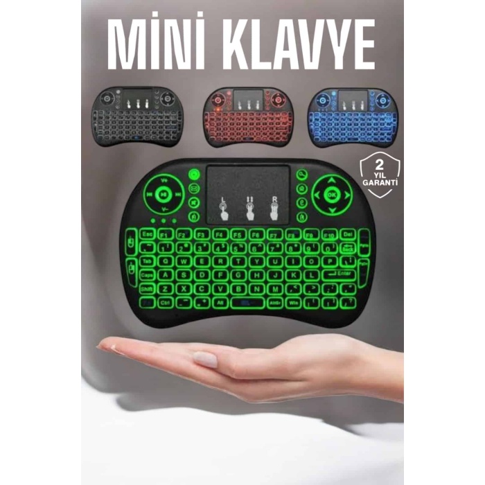 TV Uyumlu Mini Klavye Q Klavye Işıklı Tüm Cihazlara Uyumlu