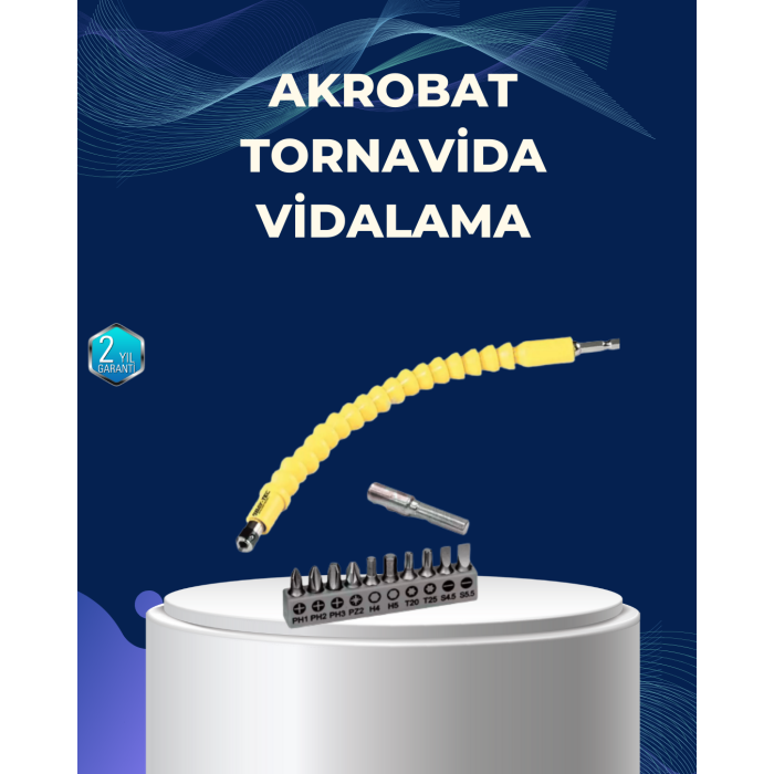 12’li Akrobat Bits Vidalama Seti Esnek Uç Çok Yönlü Kullanım