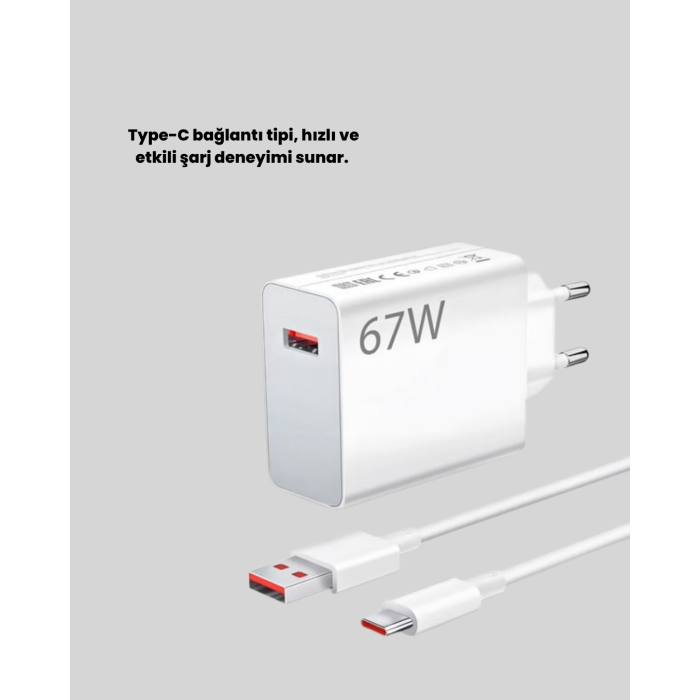 67 Watt Type C Turbo Şarj Seti TCL 20 30 50 Uyumlu