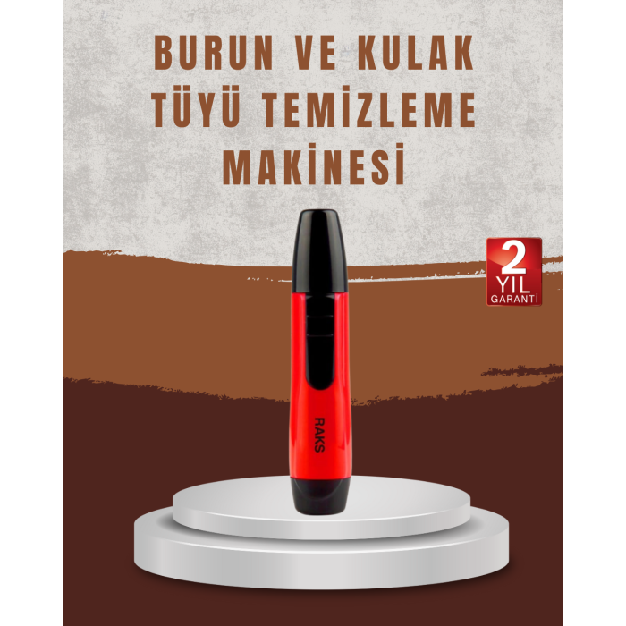 Raks Leo Burun Kulak Tüy Alma Makinesi 45 dk Şarj Süreli Kırmızı