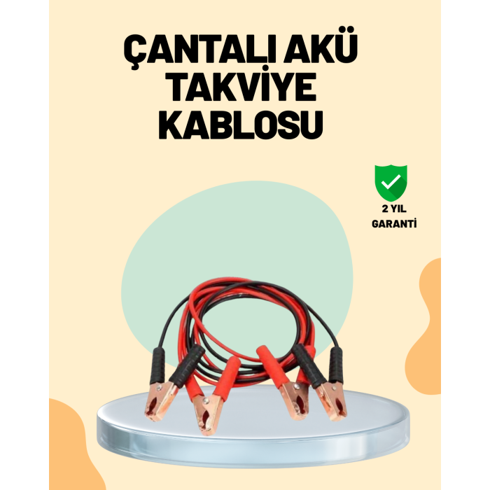 1200 Amper Jumper Kablo 2 Metre Bakır Uçlu Araç Takviye Seti