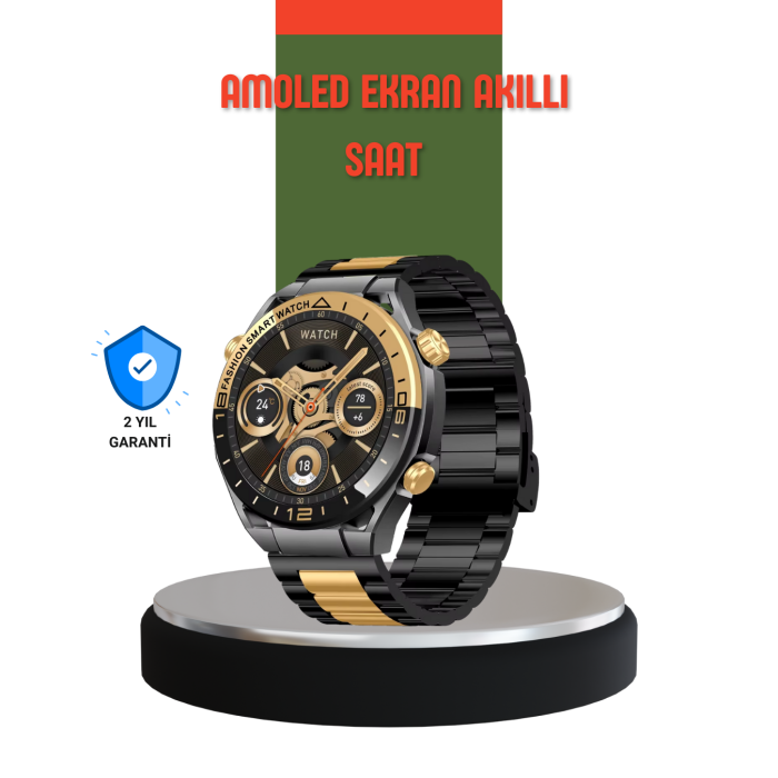 Amoled Ekran Akıllı Saat Bluetooth 5.1 Çağrı Destekli 3 Bileklikli