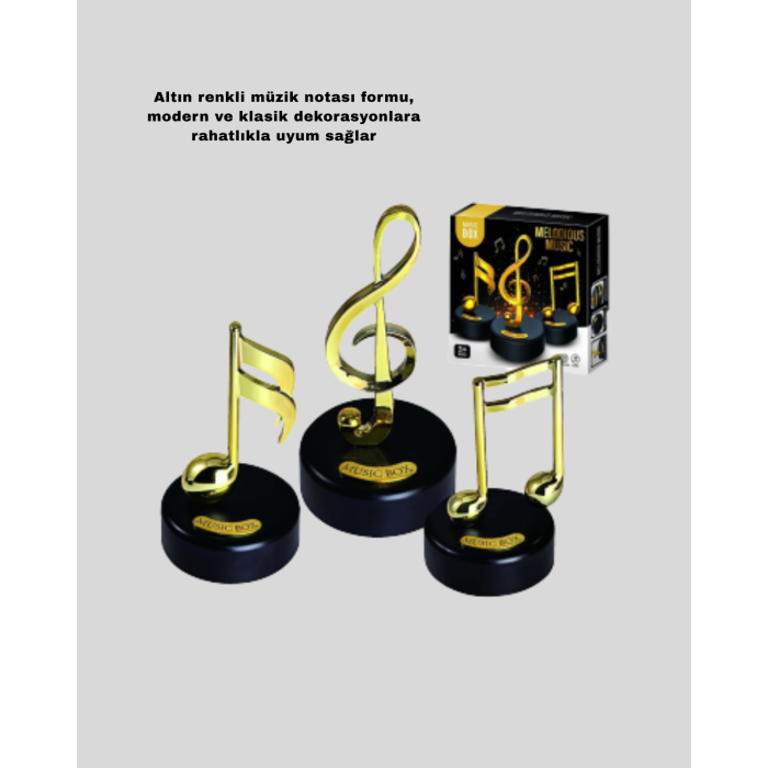 Dönen Nota Figürlü Müzik Box Işıltılı Dekoratif Tasarım
