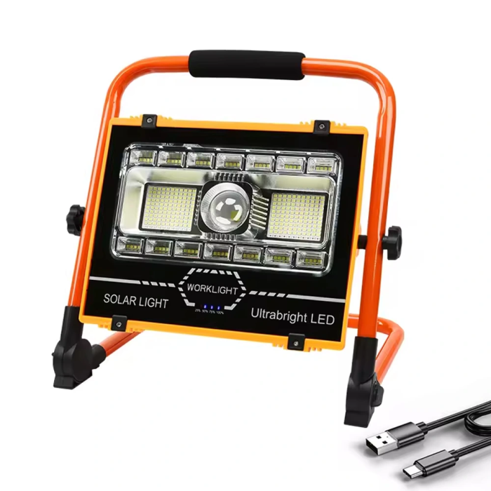 Wt-734 P70 Led Solar Panel Şarjlı Taşınabilir Projektör (176 Smd + Yan Led)