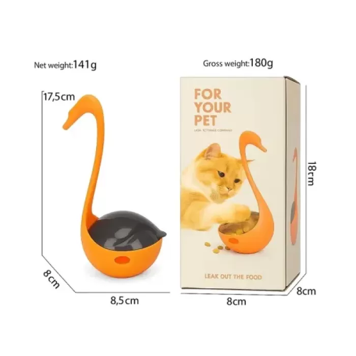 Kuğu Şeklinde Lazerli ve Mama Hazneli Kedi Oyuncağı