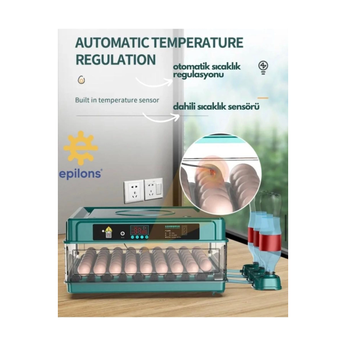 Profesyonel 130 Yumurtalık Tam Otomatik Kuluçka Makinesi Yedek Motorlu Tavuk Kaz Ördek Bıldırcın Güvercin Süs Kuşu İçin Tasarlanmış