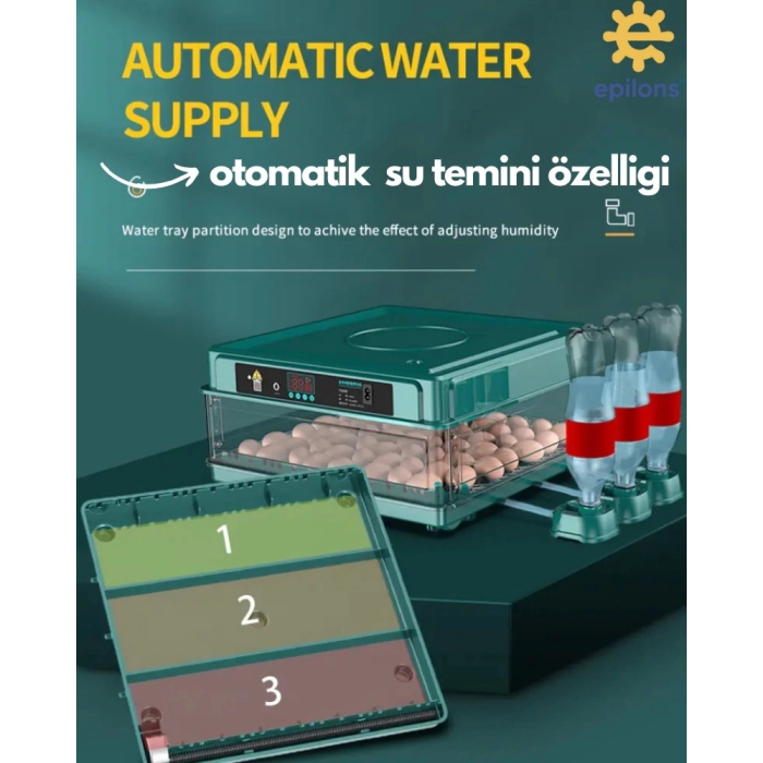 130 Yumurtalık Tam Otomatik Kuluçka Makinesi Wi-fi Kamera Hediyeli Yedek Motorlu Profesyonel Tavuk Kaz Ördek Bıldırcın Güvercin Süs Kuşu İçin İdeal