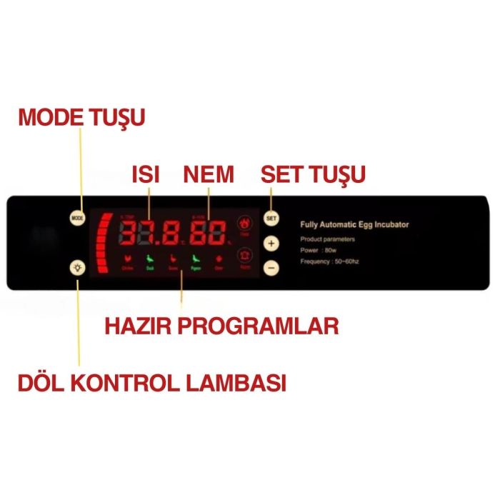 Epo-w64 Tam Otomatik Kuluçka Makinesi 64 Yumurta Kapasiteli Civciv Kaz Ördek Uyumlu + Yedek Motor