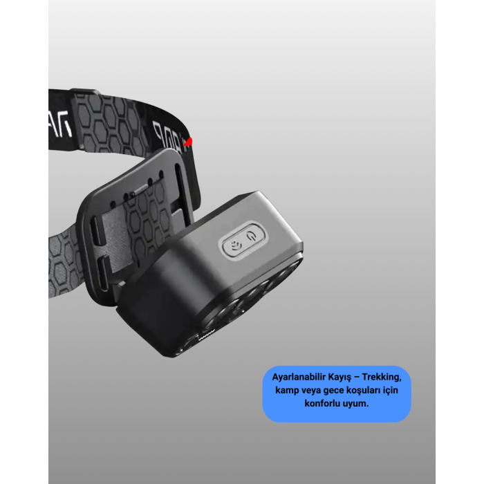 USB Şarjlı LED Kafa Lambası 300 Lümen Güç Göstergeli