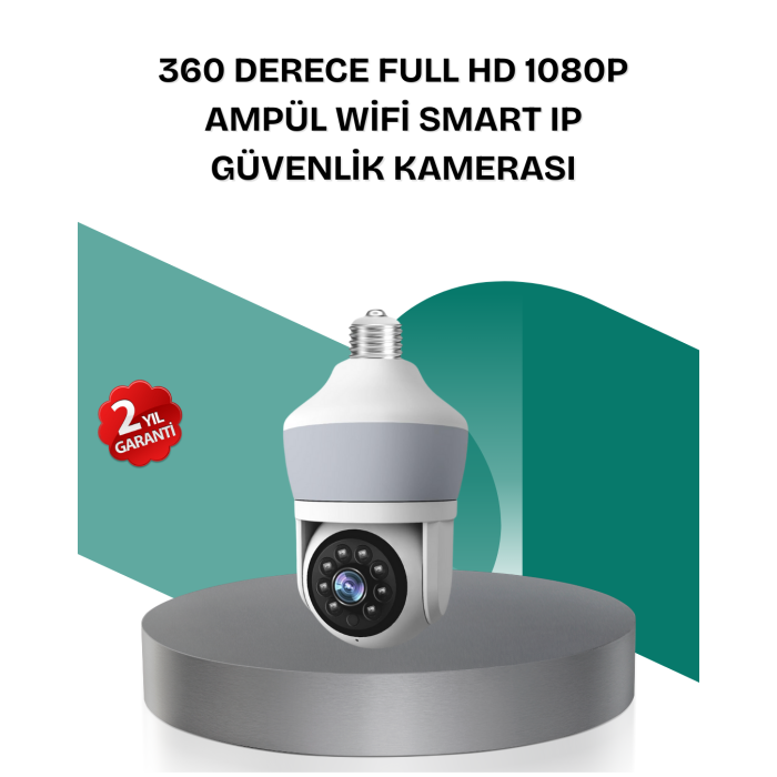 Kablosuz 360° Döner Başlıklı Full HD Güvenlik Kamerası