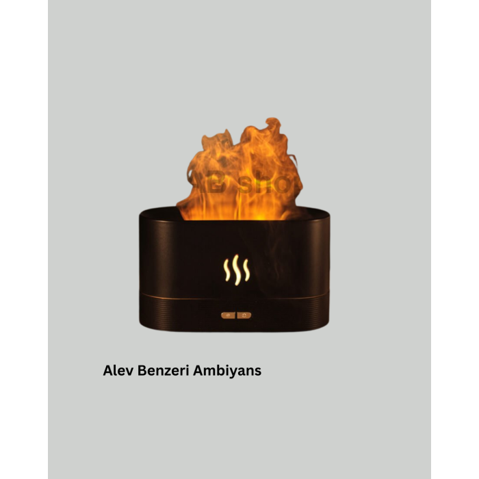 Modern Tasarımlı Alev Efektli LED Aromaterapi Hava Nemlendirici