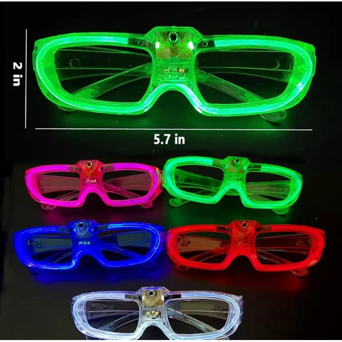 Mavi Led Işıklı Parti Gözlüğü 3 Modlu – Glow  Gece Eğlence Gözlüğü