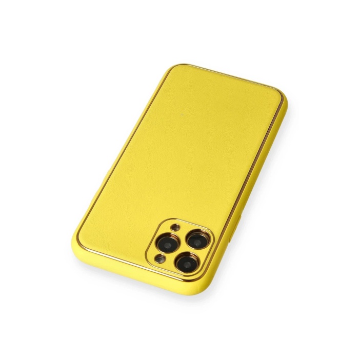 NTM iPhone 11 Pro Kılıf Coco Deri Silikon Kapak - Sarı