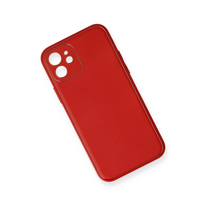 NTM iPhone 12 Mini Kılıf Coco Deri Silikon Kapak - Kırmızı