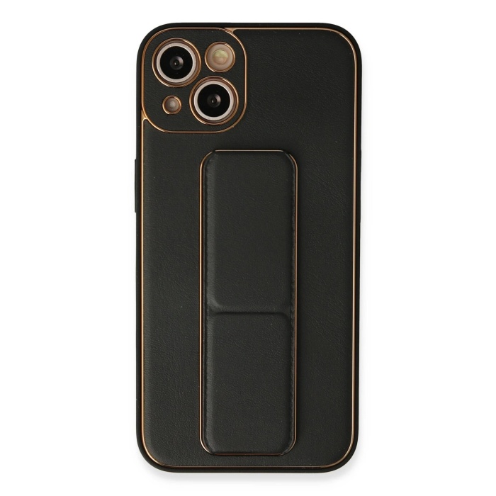 NTM iPhone 13 Kılıf Coco Deri Standlı Kapak - Siyah