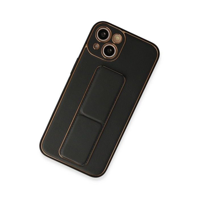 NTM iPhone 13 Kılıf Coco Deri Standlı Kapak - Siyah