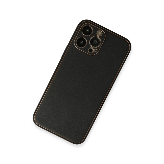NTM iPhone 13 Pro Max Kılıf Coco Deri Silikon Kapak - Siyah