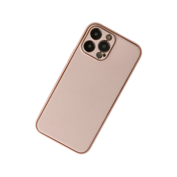 NTM iPhone 13 Pro Max Kılıf Coco Deri Silikon Kapak - Pudra