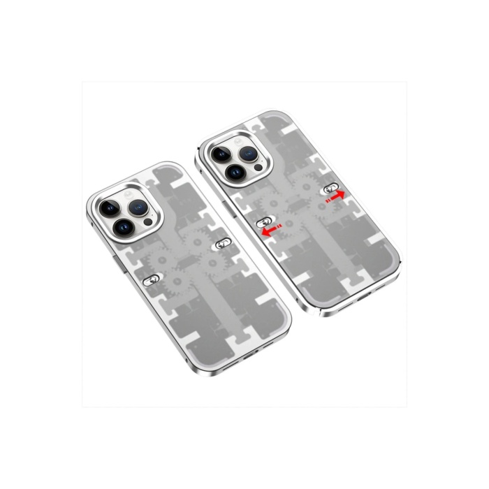 NTM iPhone 14 Pro Max Kılıf Mekanik Bumper Kapak - Gümüş