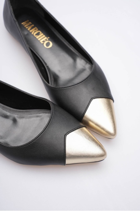 Margaret Kadın Siyah Altın Babet Ayakkabı