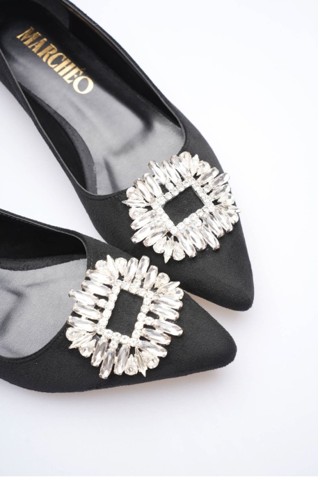 Arden Kadın Siyah Süet Babet Ayakkabı