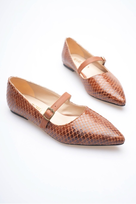 Isolde Kadın Taba Kroko Babet Ayakkabı