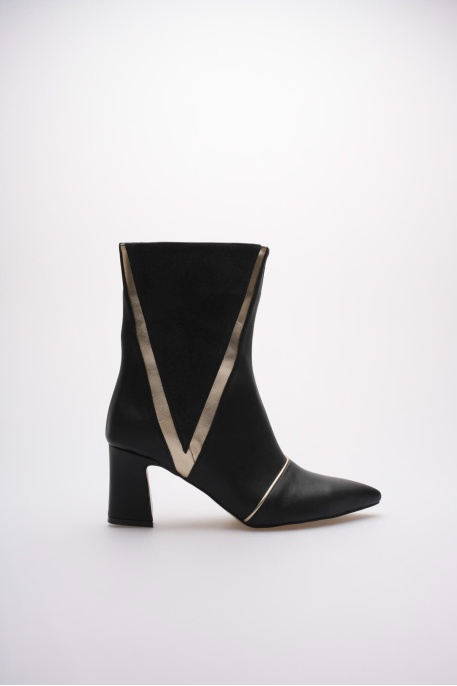 Anisa Kadın Siyah Altın  Kalın Topuklu Kışlık Bot