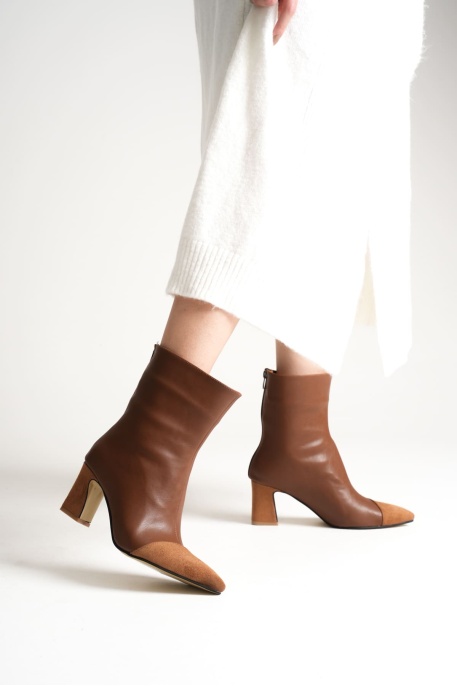 Lucinda Kadın Taba Kalın Topuklu Kışlık Bot