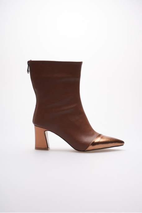 Lucinda Kadın Taba Bakır Kalın Topuklu Kışlık Bot