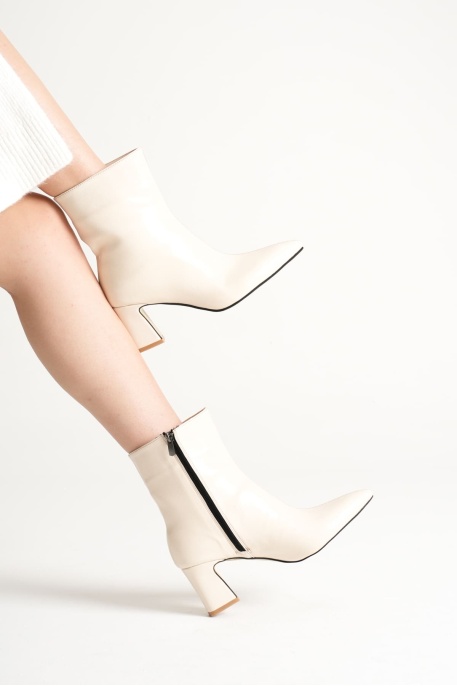 Nadia Kadın Krem Kalın Topuklu Kışlık Bot