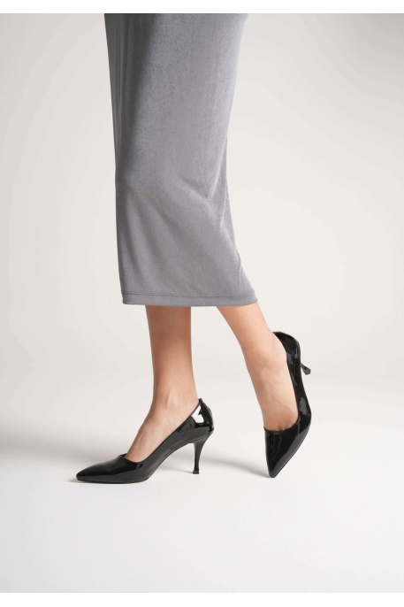 Louise Kadın Siyah Rugan Topuklu Ayakkabı