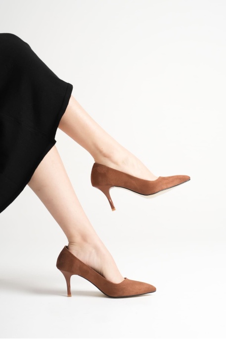 Louise Kadın Taba Süet Topuklu Ayakkabı