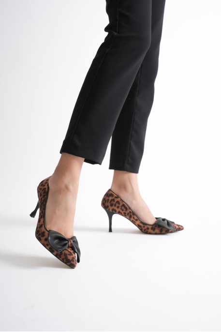 Meredith Kadın Leopar Süet Topuklu Ayakkabı