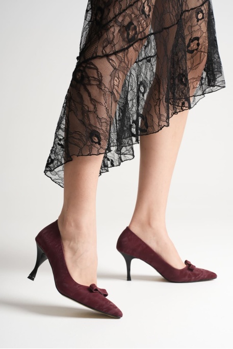 Maya Kadın Bordo Süet Topuklu Ayakkabı