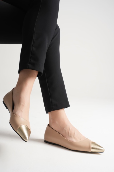 Margaret Kadın Nude Altın Babet Ayakkabı