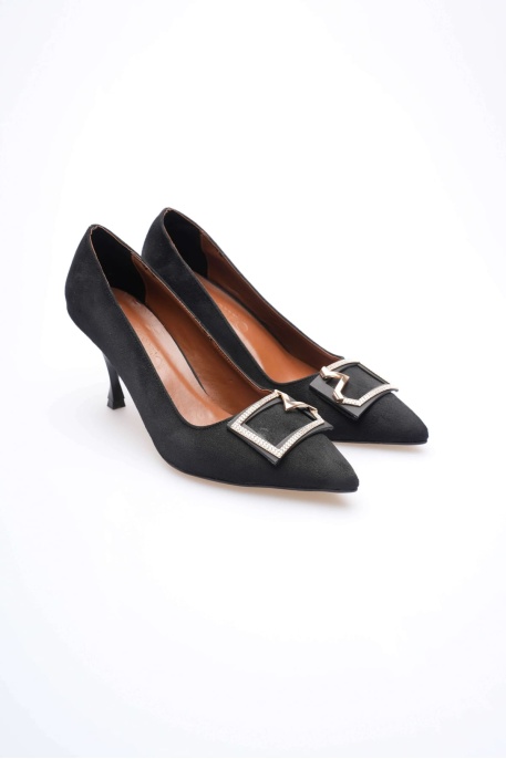 Taina Kadın Siyah Süet Topuklu Ayakkabı