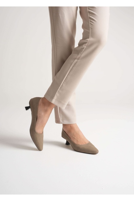 Alina Kadın Gri Süet Topuklu Ayakkabı