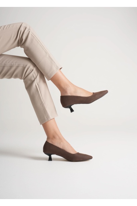 Alina Kadın Acı Kahve Süet Topuklu Ayakkabı