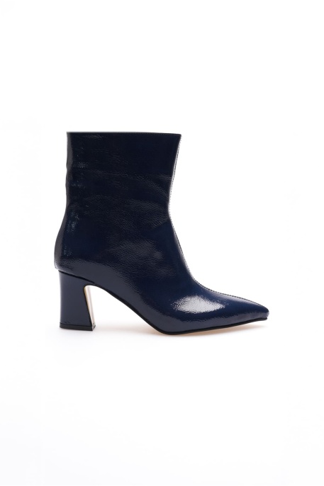 Nadia Kadın Lacivert Rugan Kalın Topuklu Kışlık Bot
