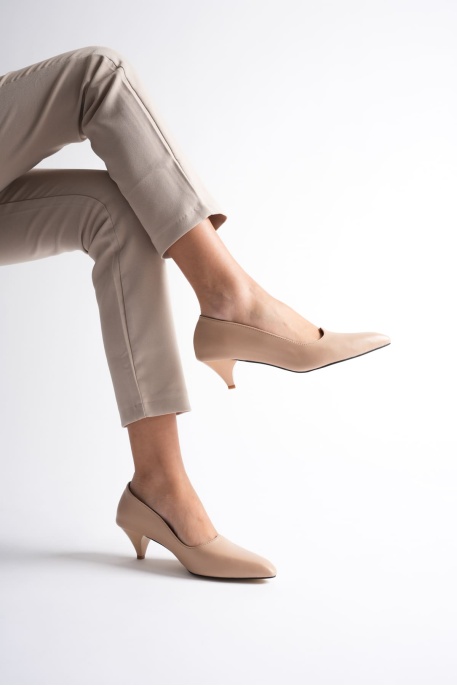 Juliet Kadın Bej Kısa Topuklu Ayakkabı