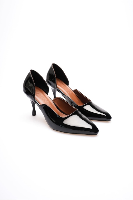 Helene Kadın Siyah Rugan Topuklu Ayakkabı