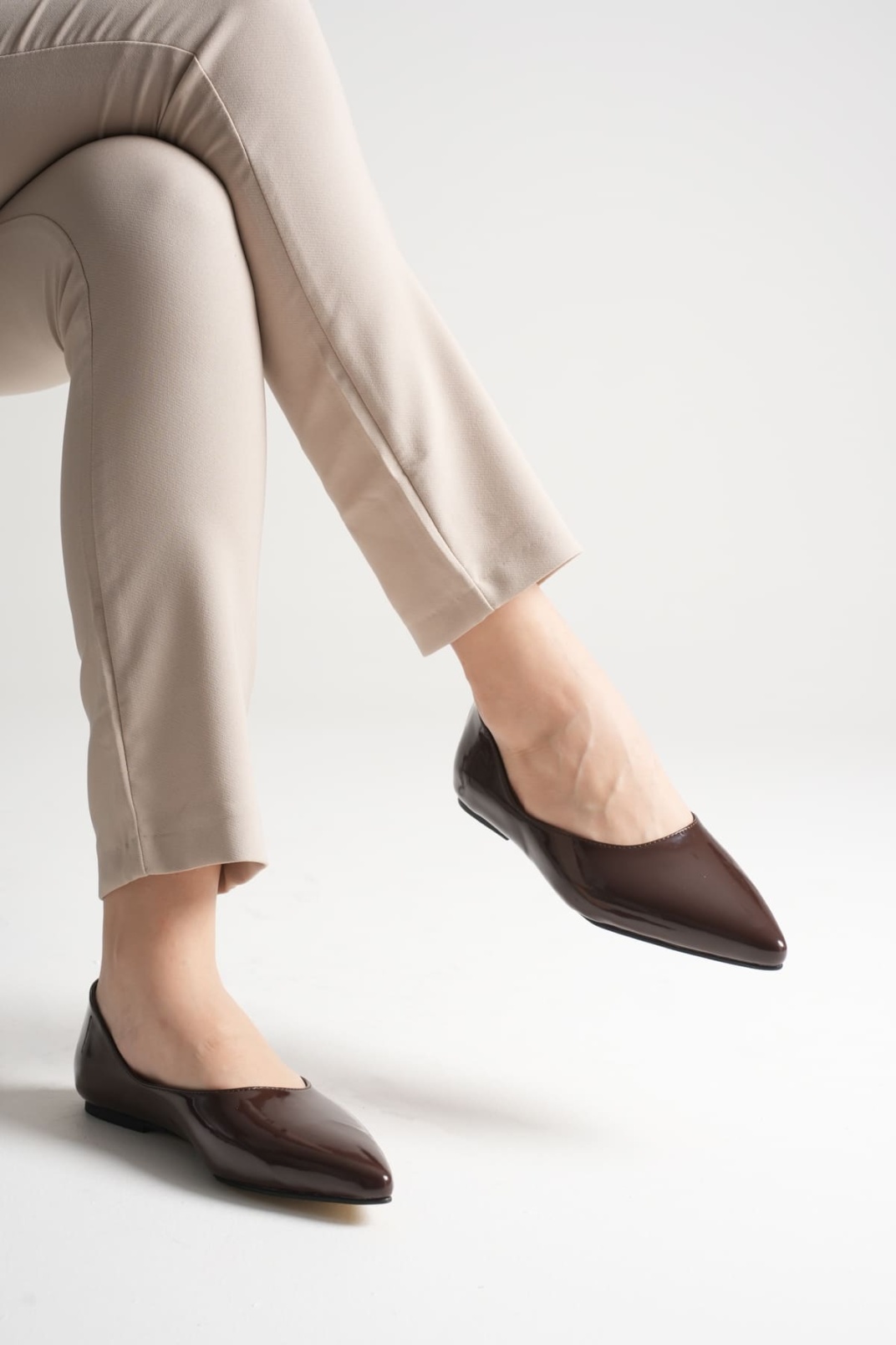 Ariana Kadın Günlük Acı Kahve Rugan Babet Ayakkabı