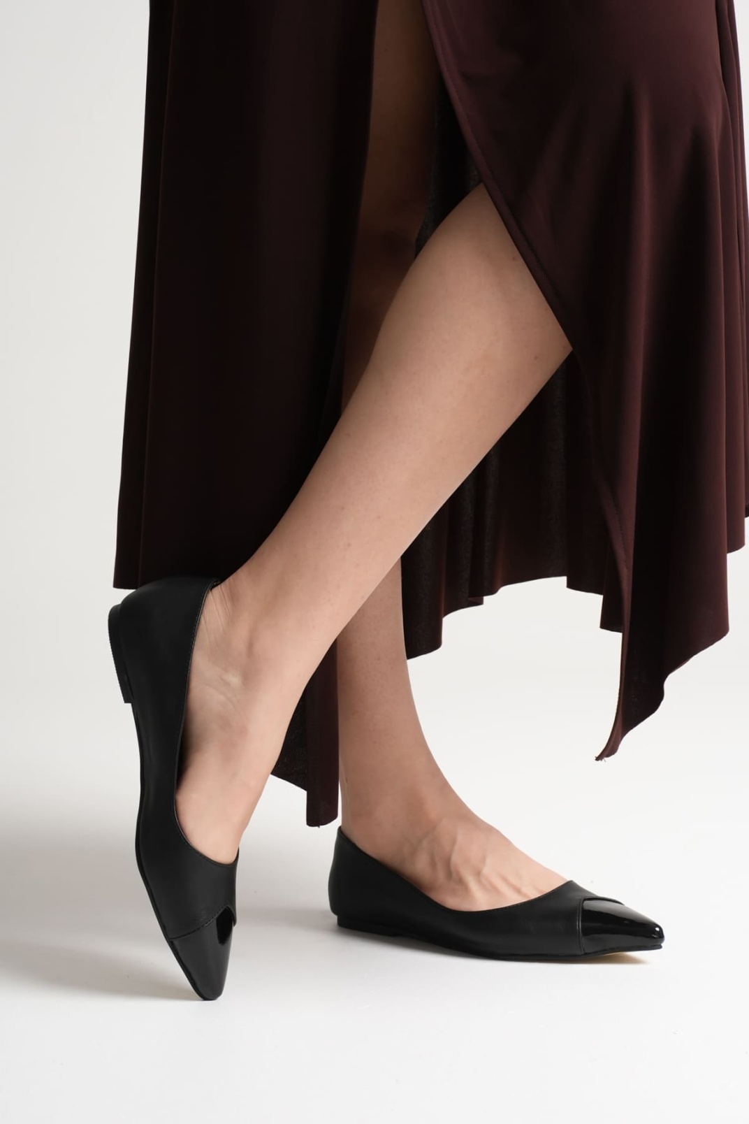 Margaret Kadın Siyah Rugan Babet Ayakkabı