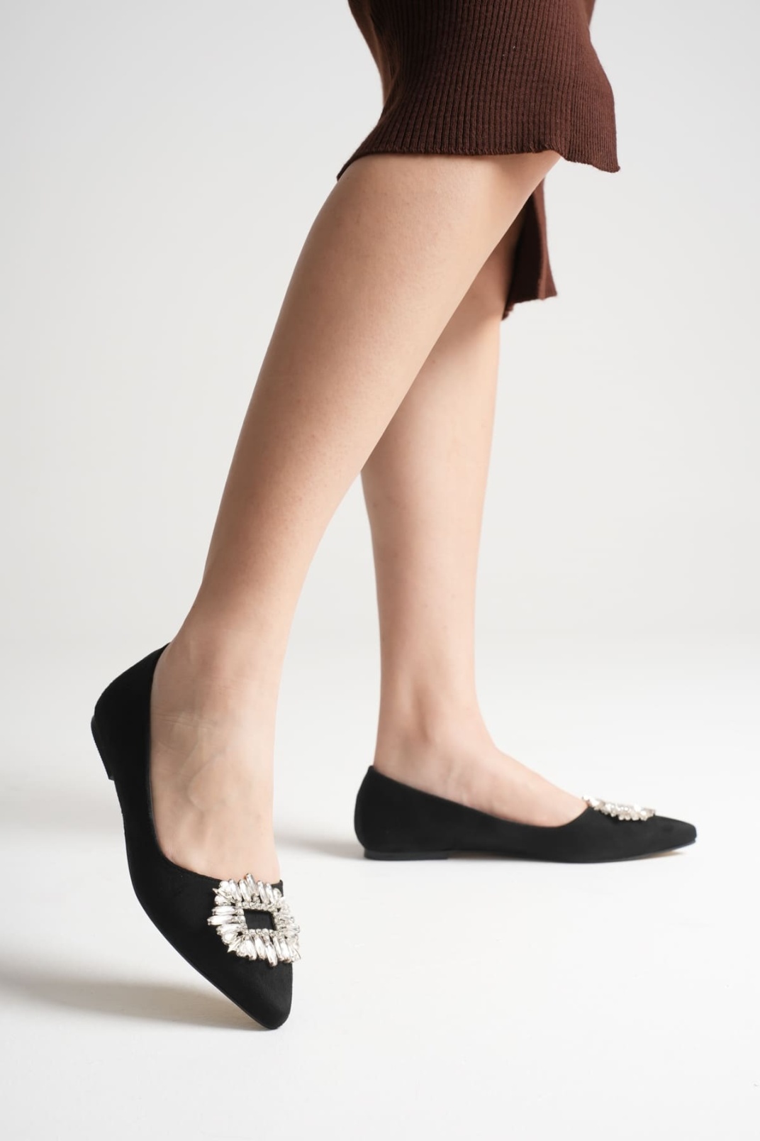 Arden Kadın Siyah Süet Babet Ayakkabı