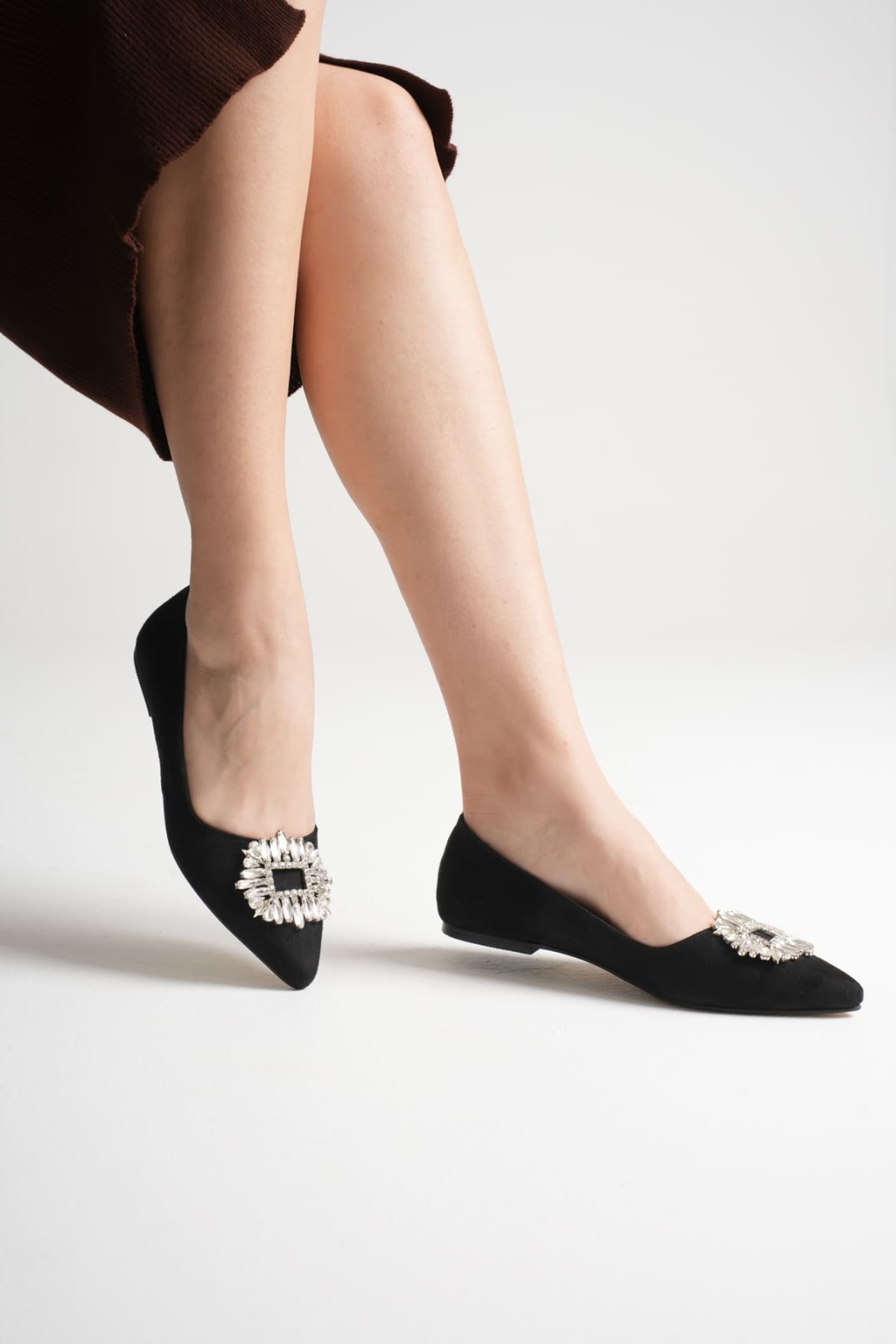 Arden Kadın Siyah Süet Babet Ayakkabı