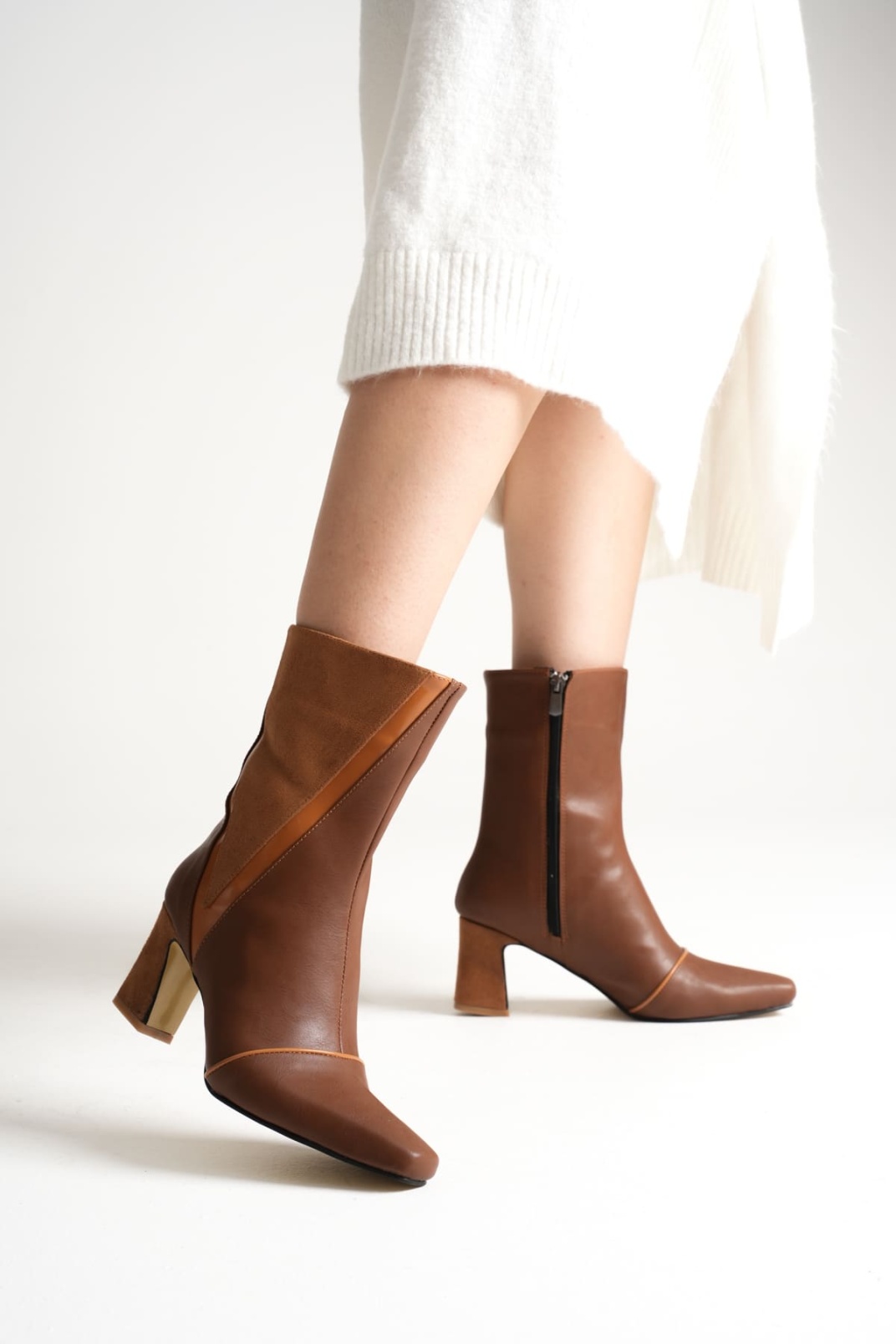 Anisa Kadın Taba  Kalın Topuklu Kışlık Bot