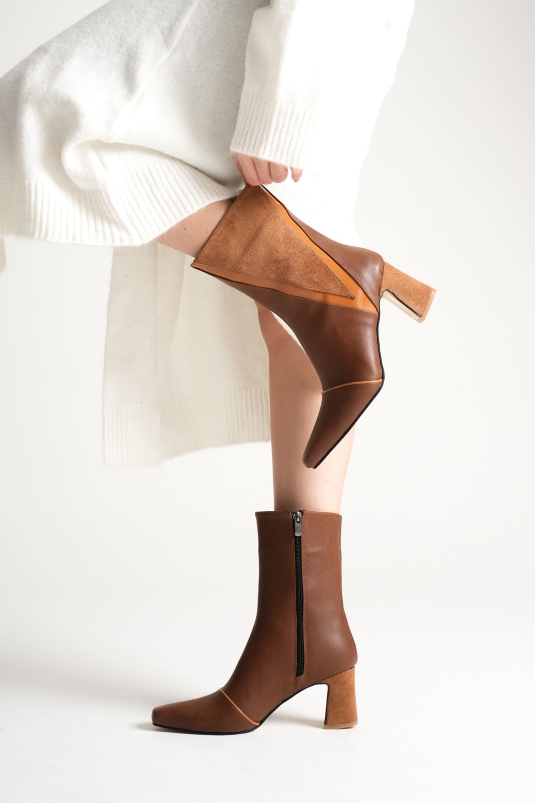 Anisa Kadın Taba  Kalın Topuklu Kışlık Bot