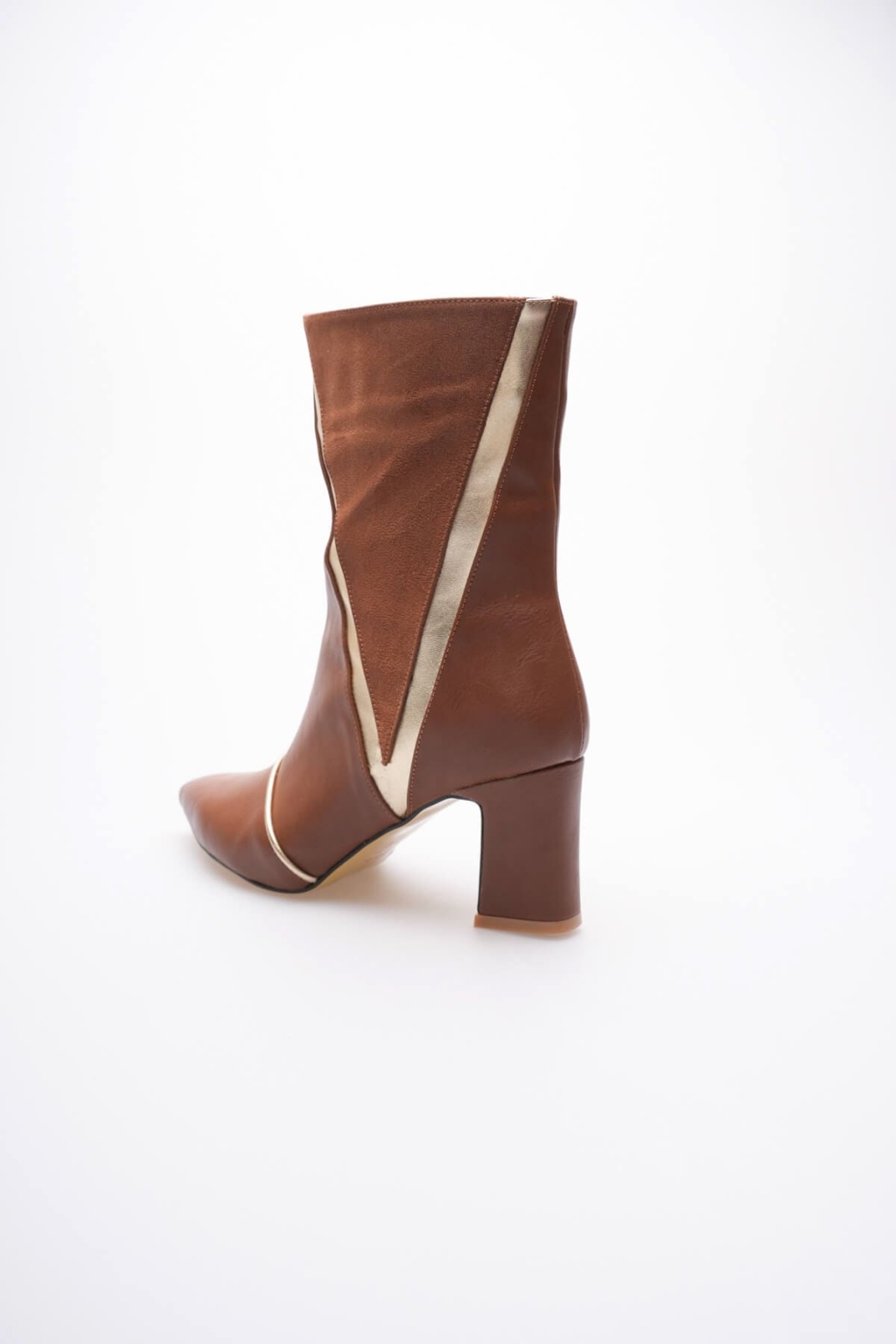 Anisa Kadın Taba Altın  Kalın Topuklu Kışlık Bot