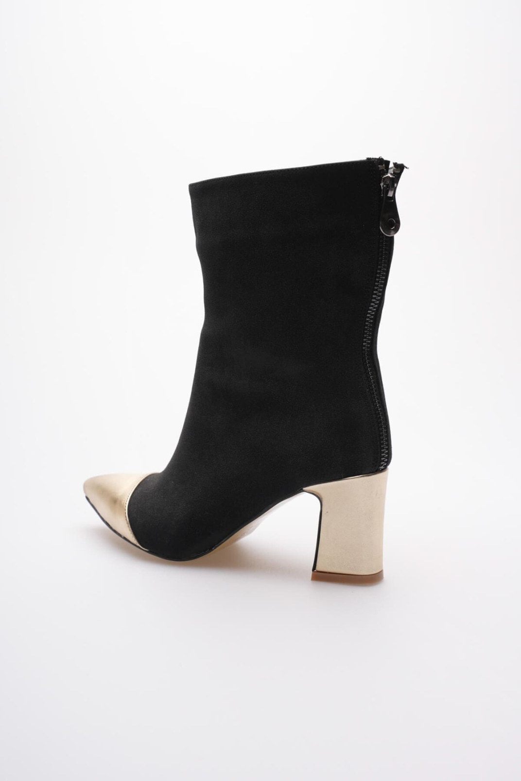 Lucinda Kadın Siyah Altın Kalın Topuklu Kışlık Bot