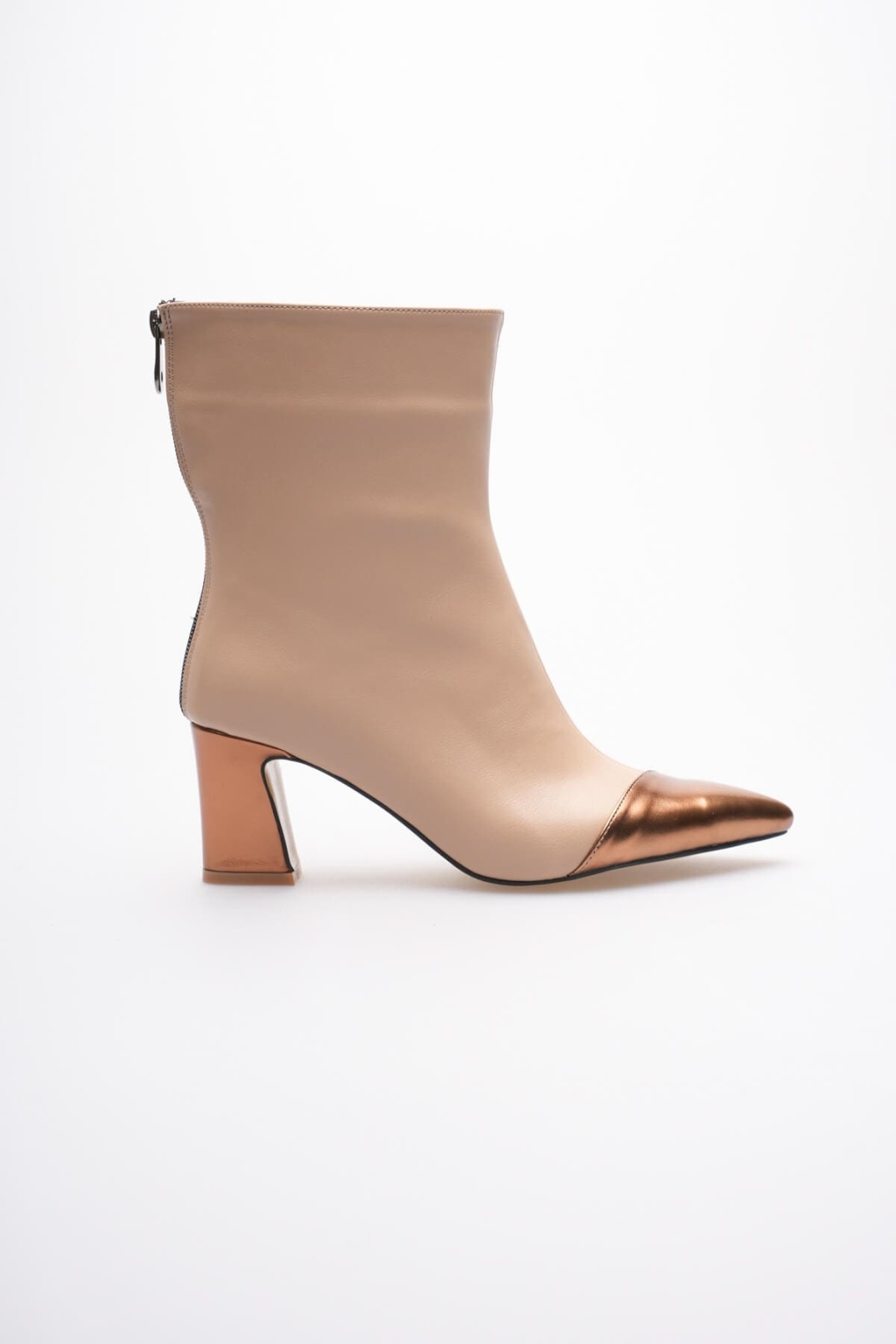Lucinda Kadın Bej Bakır Kalın Topuklu Kışlık Bot